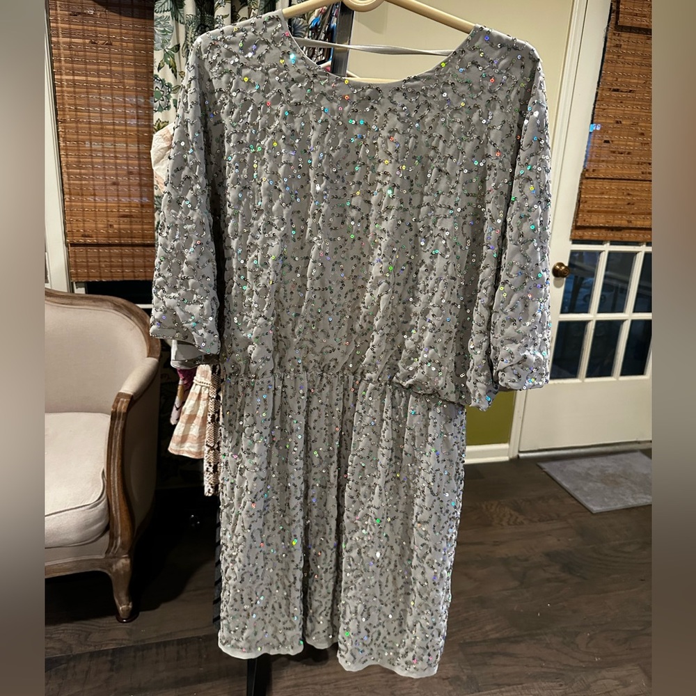 ASOS Sequin Embellished Gray Dress NWT Sz 12
